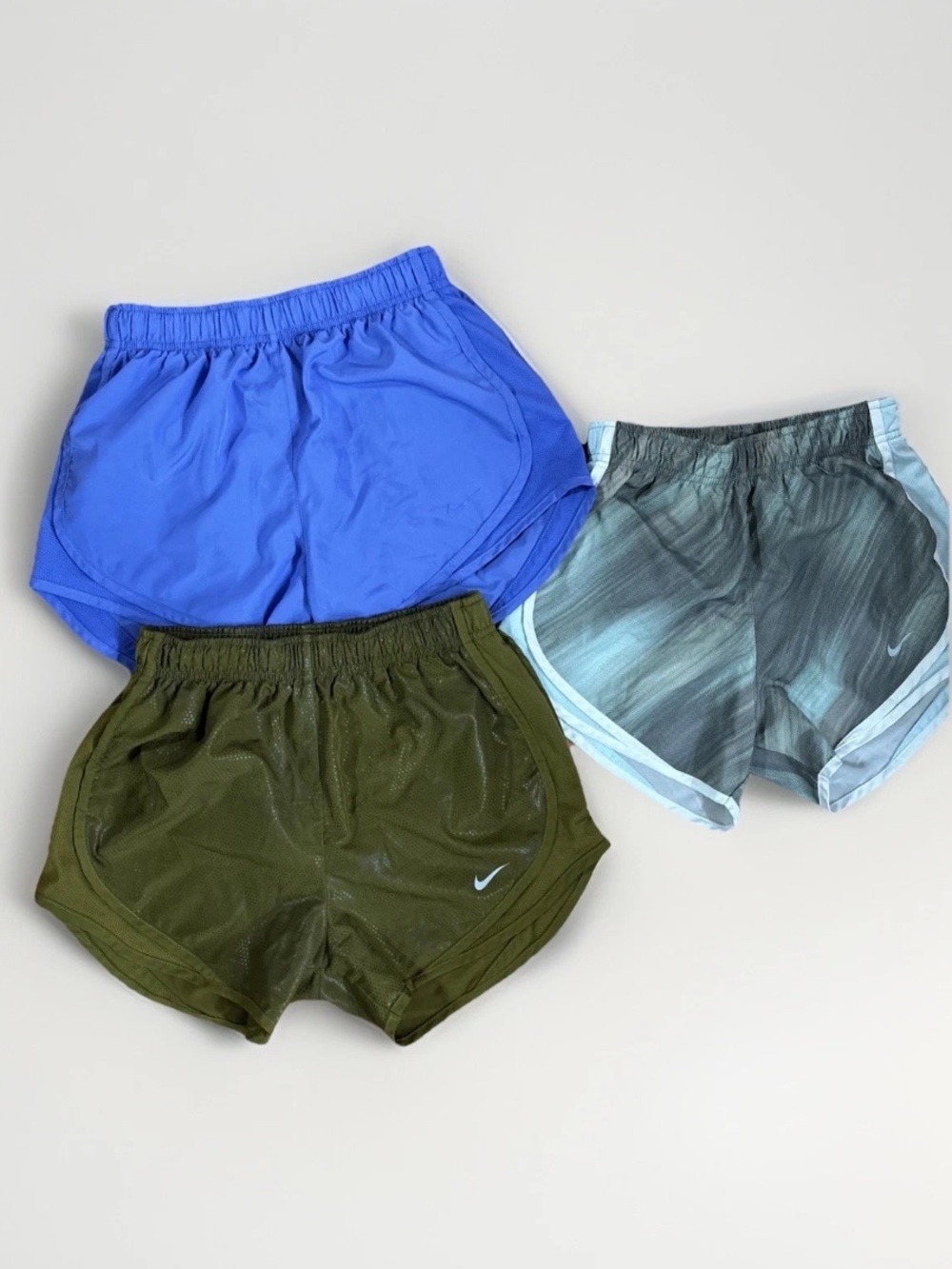 Nike Blue, Green, and Gray Shorts Set